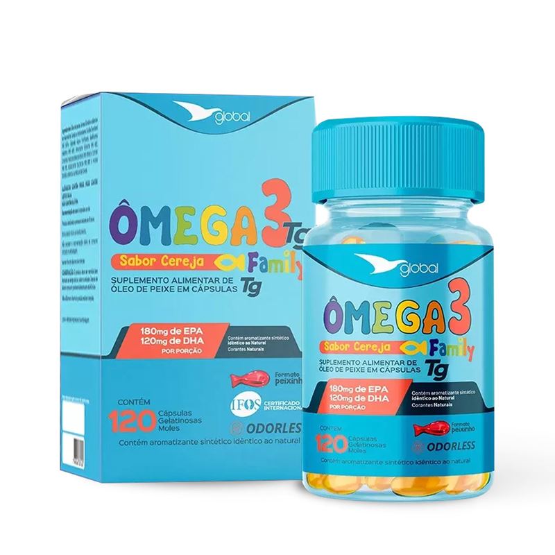 Ômega 3 Peixinho (180 EPA/120 DHA) T.G Family Global Suplementos 120 Cápsulas
